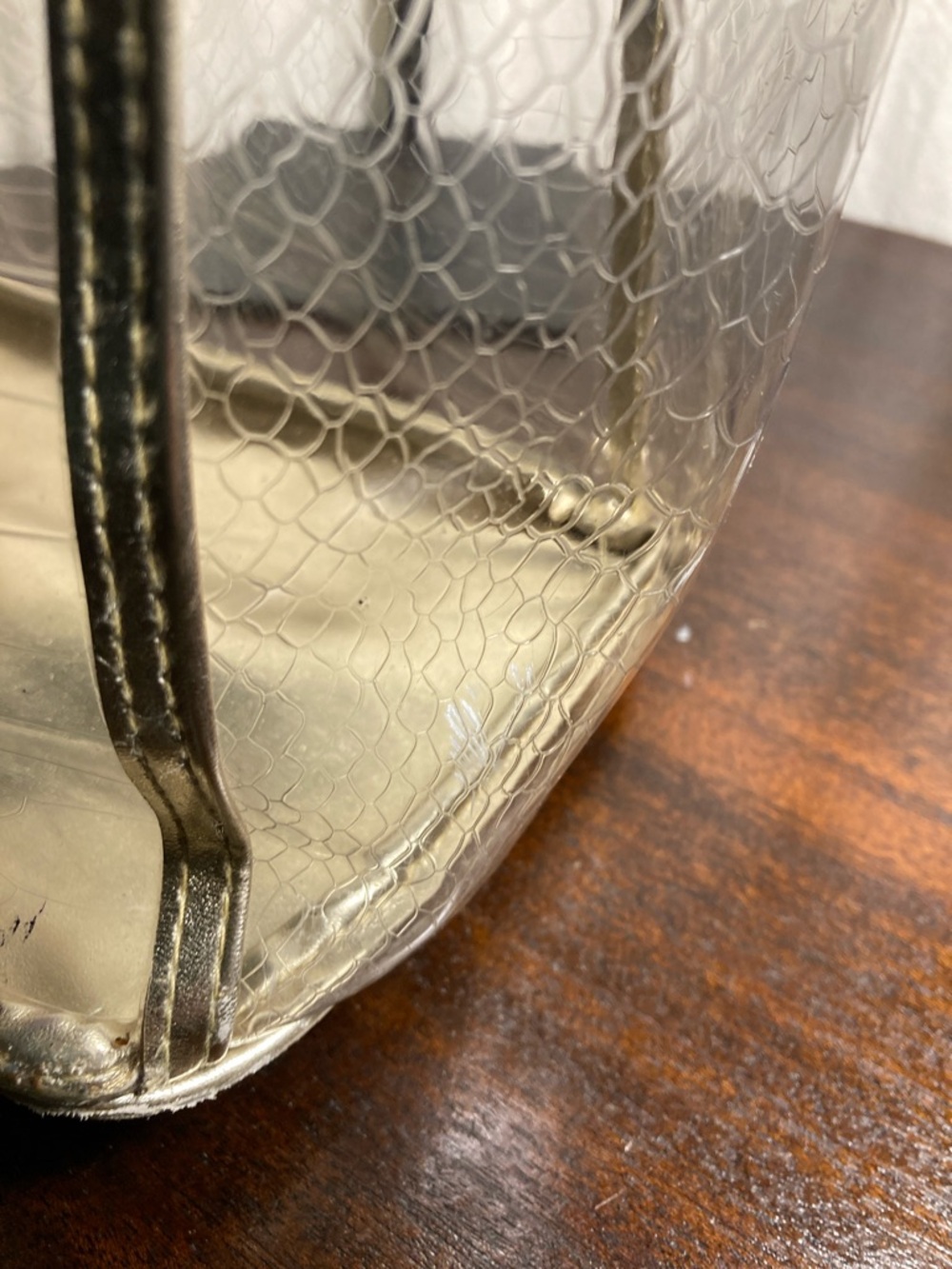 Michael Kors transparent snakeskin pattern Gold Trim Tote Bag - Picture 14 of 14